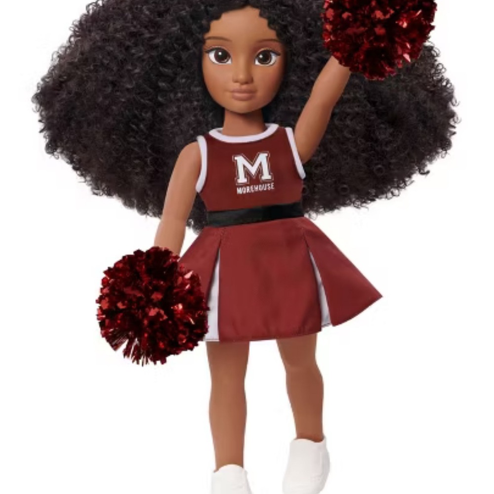 Maroon Cheerleader Fashion Doll with Pom-Poms